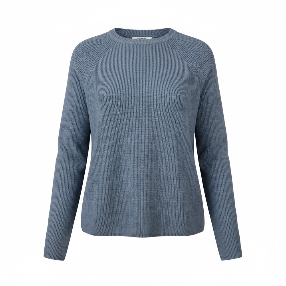 Mango Women's Ribbed Crewneck Sweater in Slate Blue - Size Medium